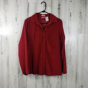 maternity announcements stretch red long sleeve button down shirt medium